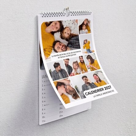 Calendrier personnalisé avec des photos et un message