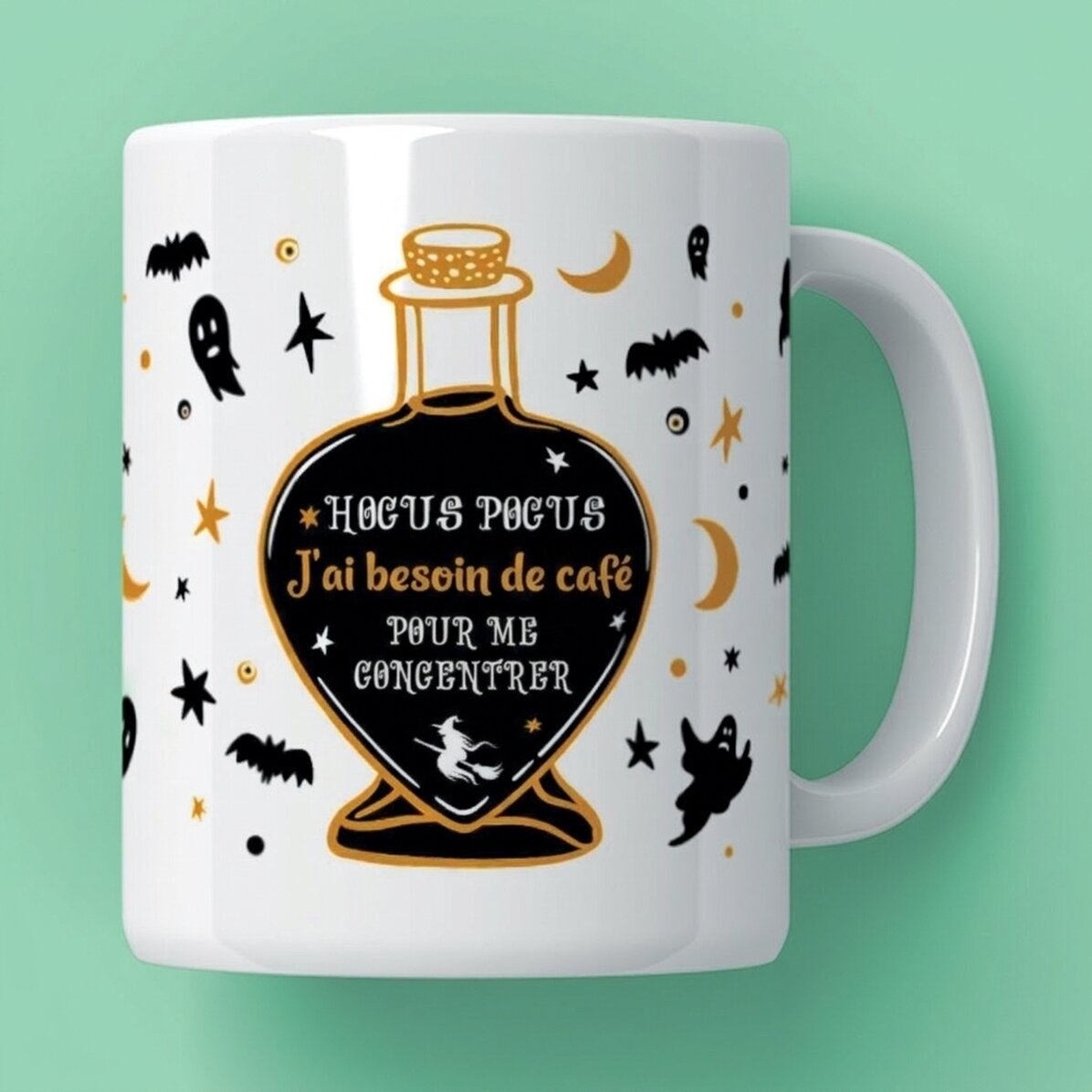 Tasse personnalisée avec un texte pour Halloween - Hocus Pocus