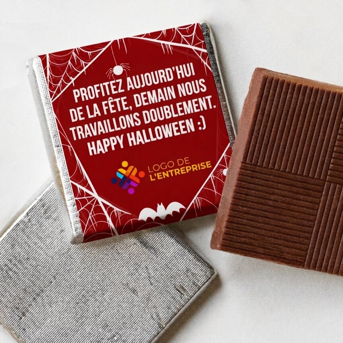 Mini-chocolat personnalisé avec logo et message - Halloween