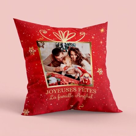Coussin personnalisé avec une photo et un message - Cadeau de Noël