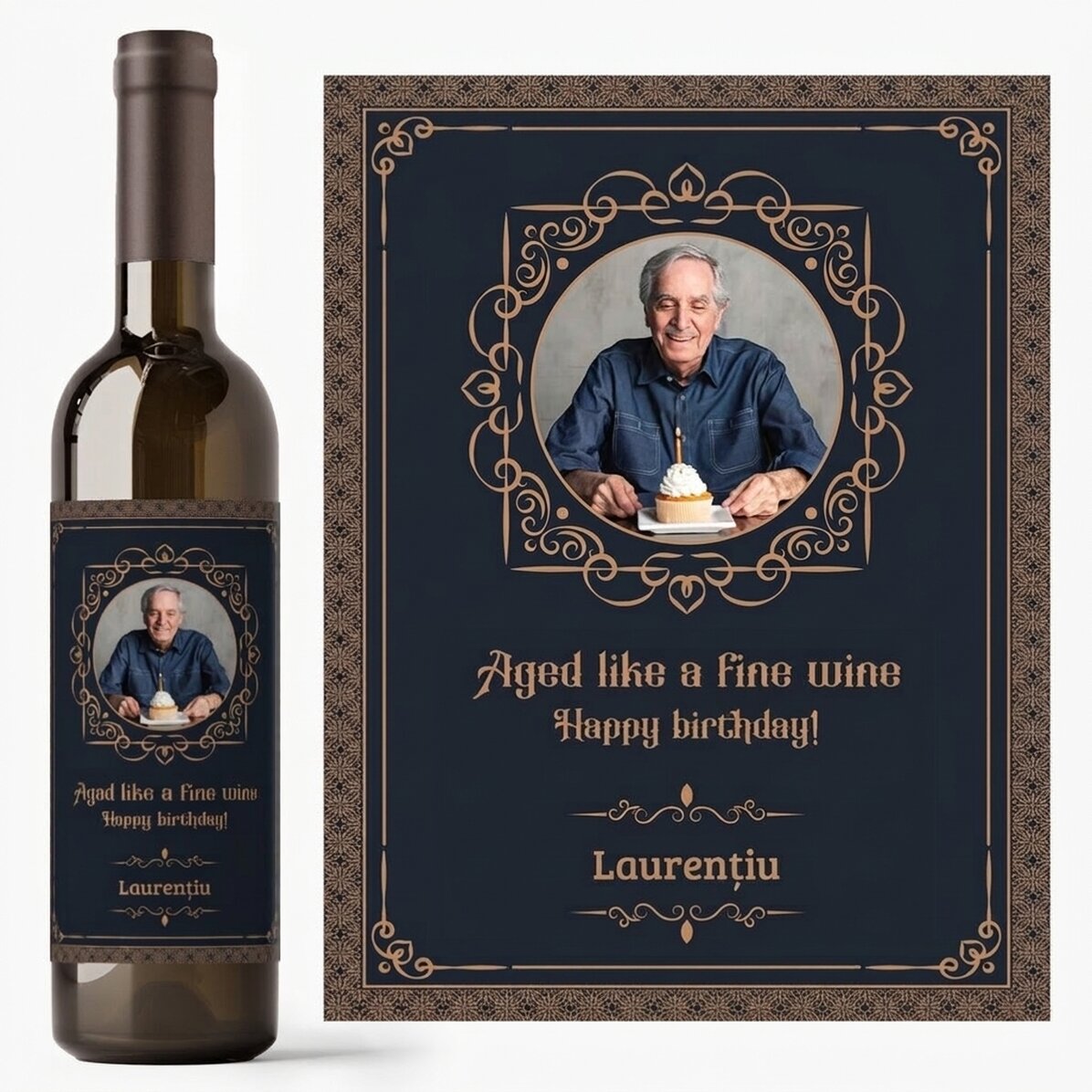 Vin personnalisé avec une photo et un message - Aged like a fine wine