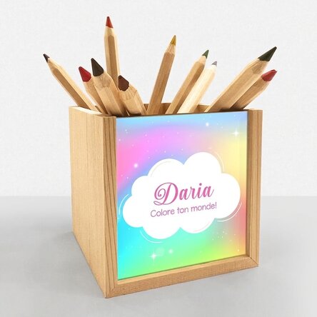 Porte-crayons personnalisé avec prénom - Arc-en-ciel