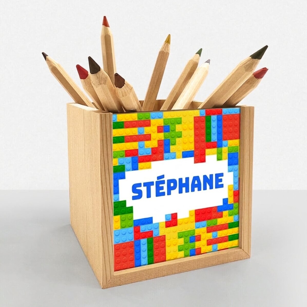 Porte-crayons personnalisé avec prénom - Lego