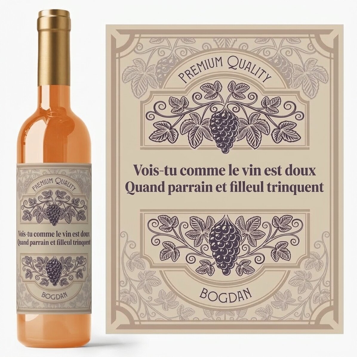 Vin personnalisé avec un message - Vigne