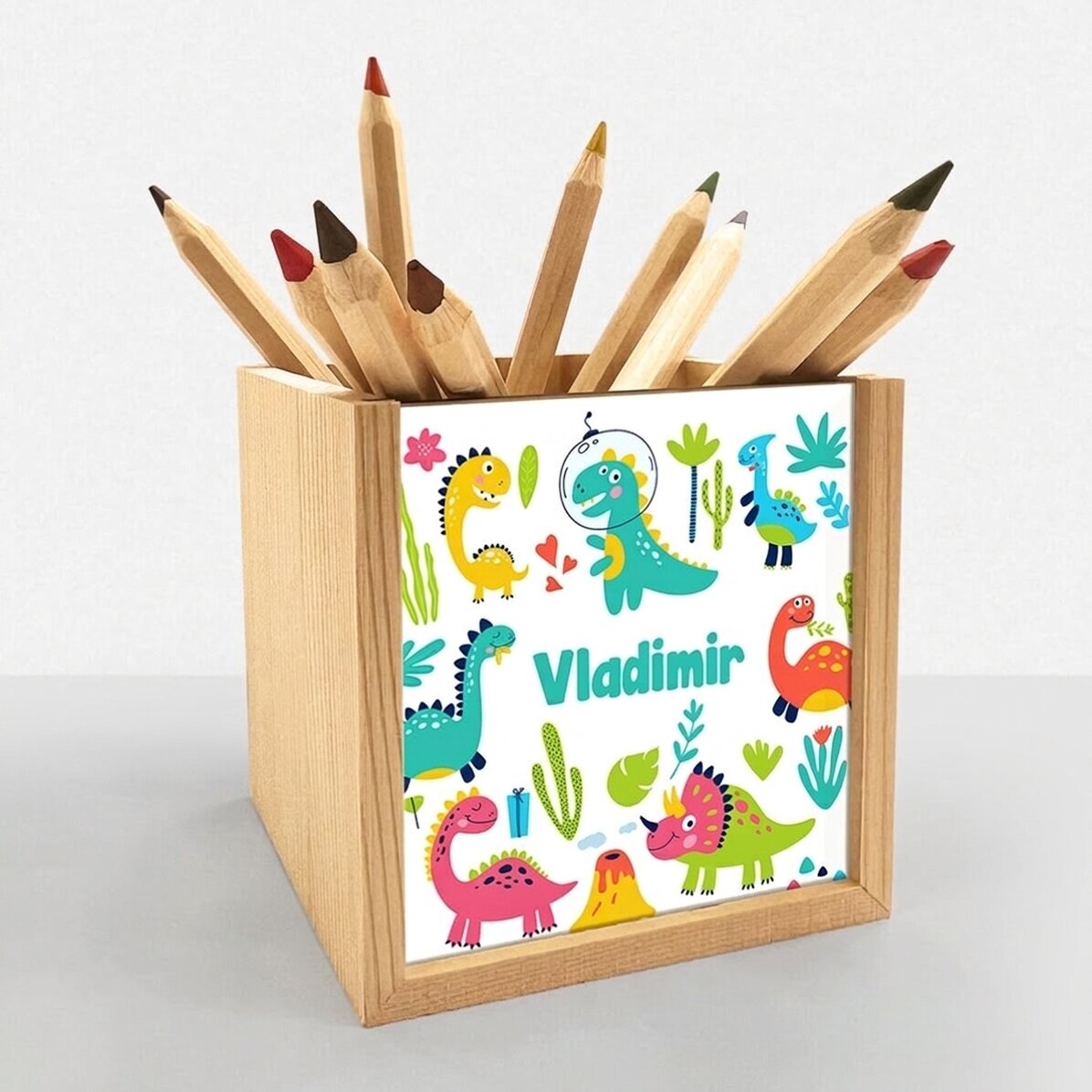Porte-crayons personnalisé avec prénom - Dino