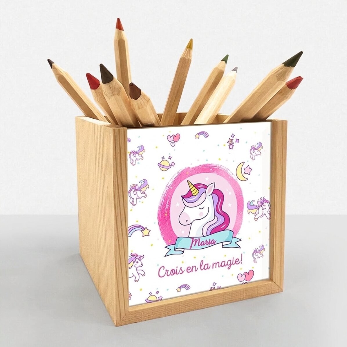 Porte-crayons personnalisé avec prénom - Licorne