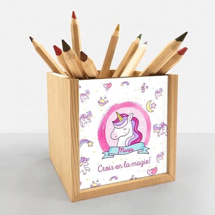 Porte-crayons personnalisé avec prénom - Licorne