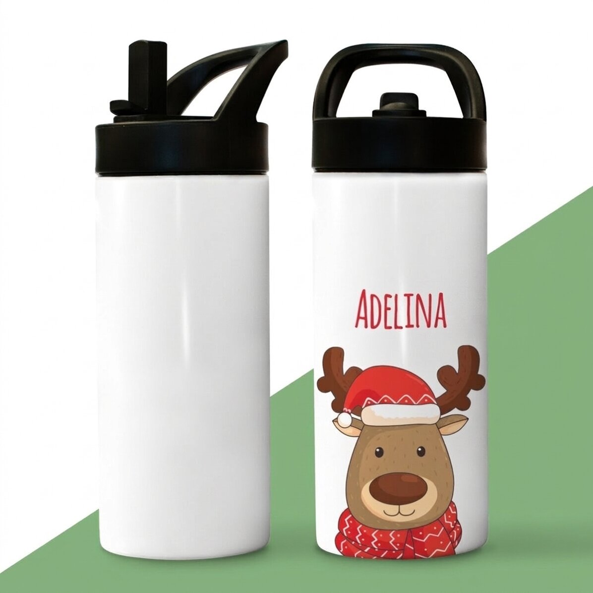 Thermos avec poignée et paille, personnalisé avec un texte - Ren