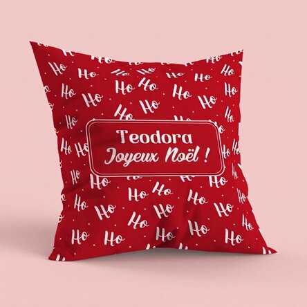 Coussin personnalisé avec inscription, grand format - HoHoHo