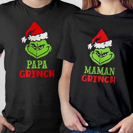 T-shirt en coton personnalisé avec un texte - Grinch