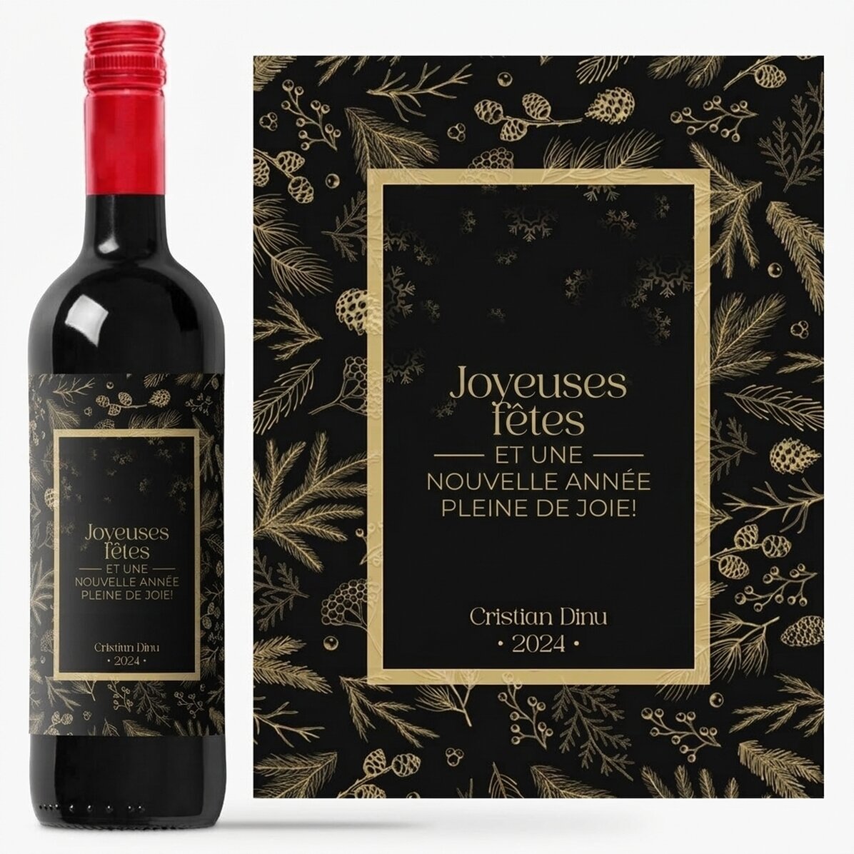 Vin personnalisé avec message - Elegant Christmas