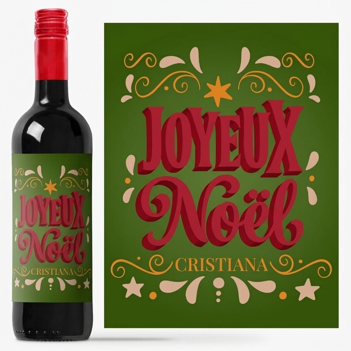 Vin personnalisé avec un message - Joyeux Noël