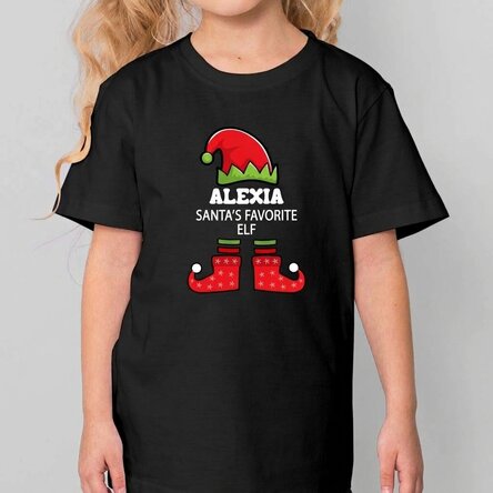 Personalised cotton T-shirt for children with text - Santa's Elf
