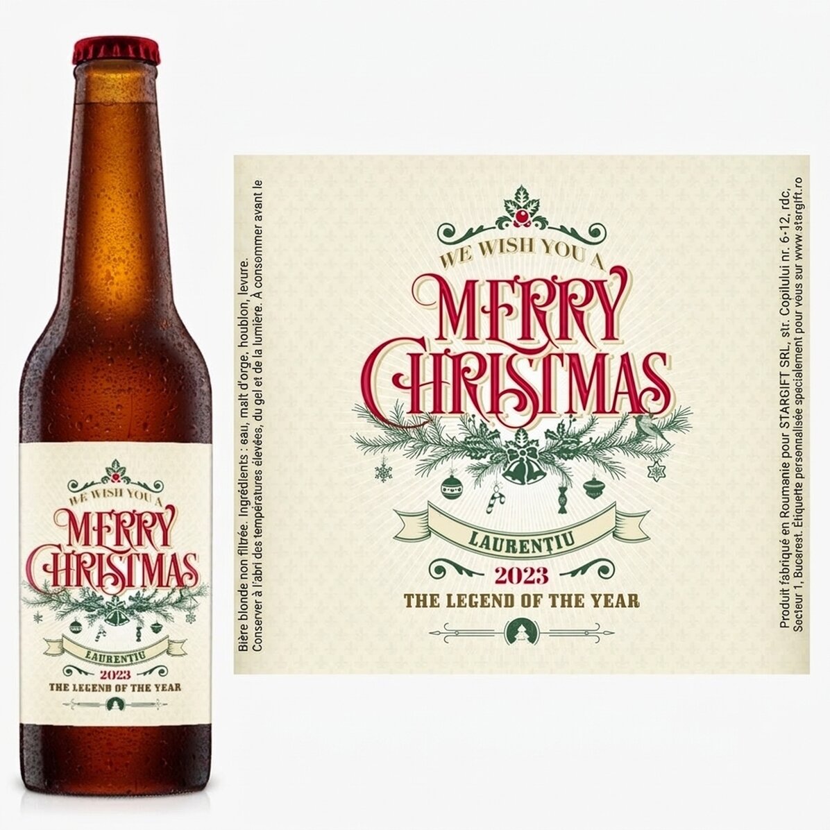 Bière personnalisée avec un texte - Retro Christmas