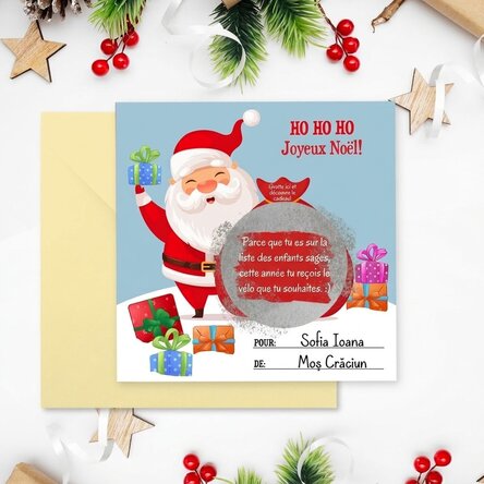 Carte à gratter personnalisée avec un message - Cadeau de Noël