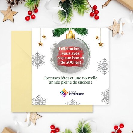 Carte à gratter personnalisée avec logo et message - Surprise de Noël