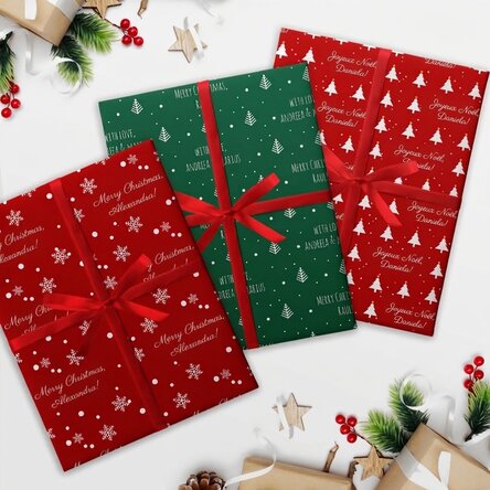 Papier d'emballage personnalisé avec un message de Noël