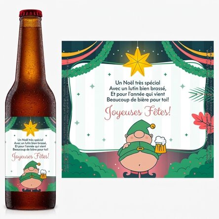 Bière personnalisée avec un texte - Elf brasseur