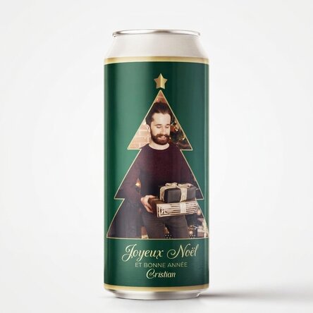 Bière en canette personnalisée avec photo et texte - Christmas Tree