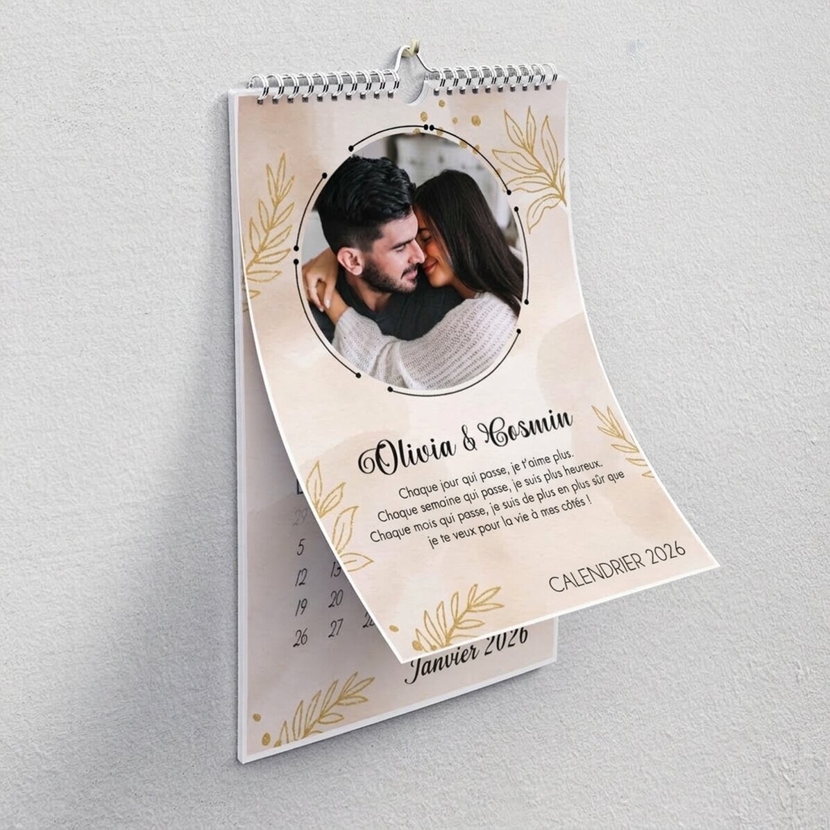 Calendrier personnalisé avec photos et message - Gold