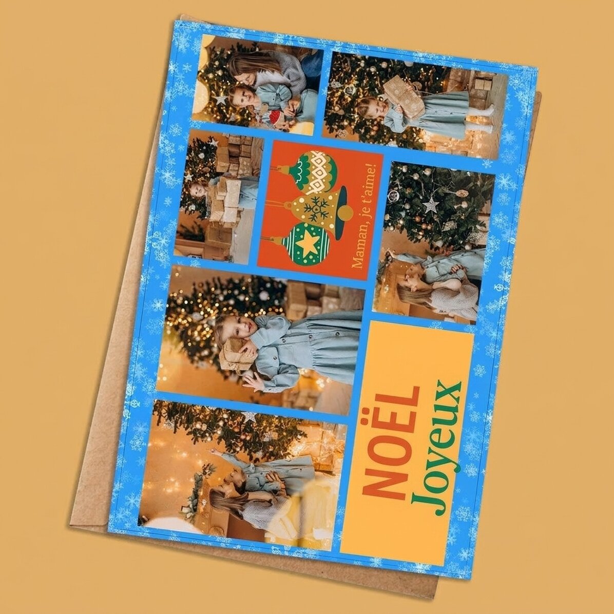Carte personnalisée avec 6 photos et un texte - Holly Jolly