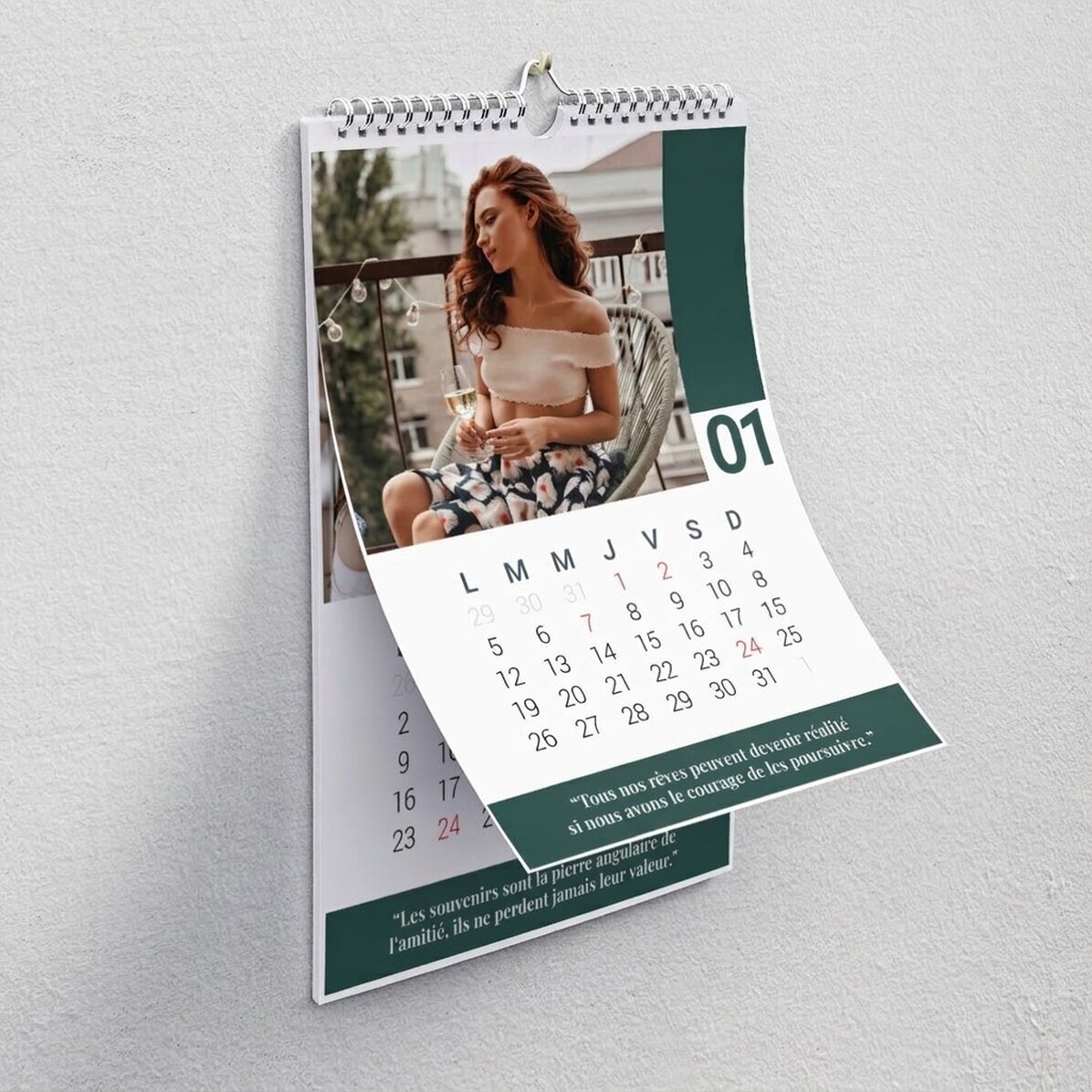 Calendrier personnalisé avec photos et messages - Jours spéciaux
