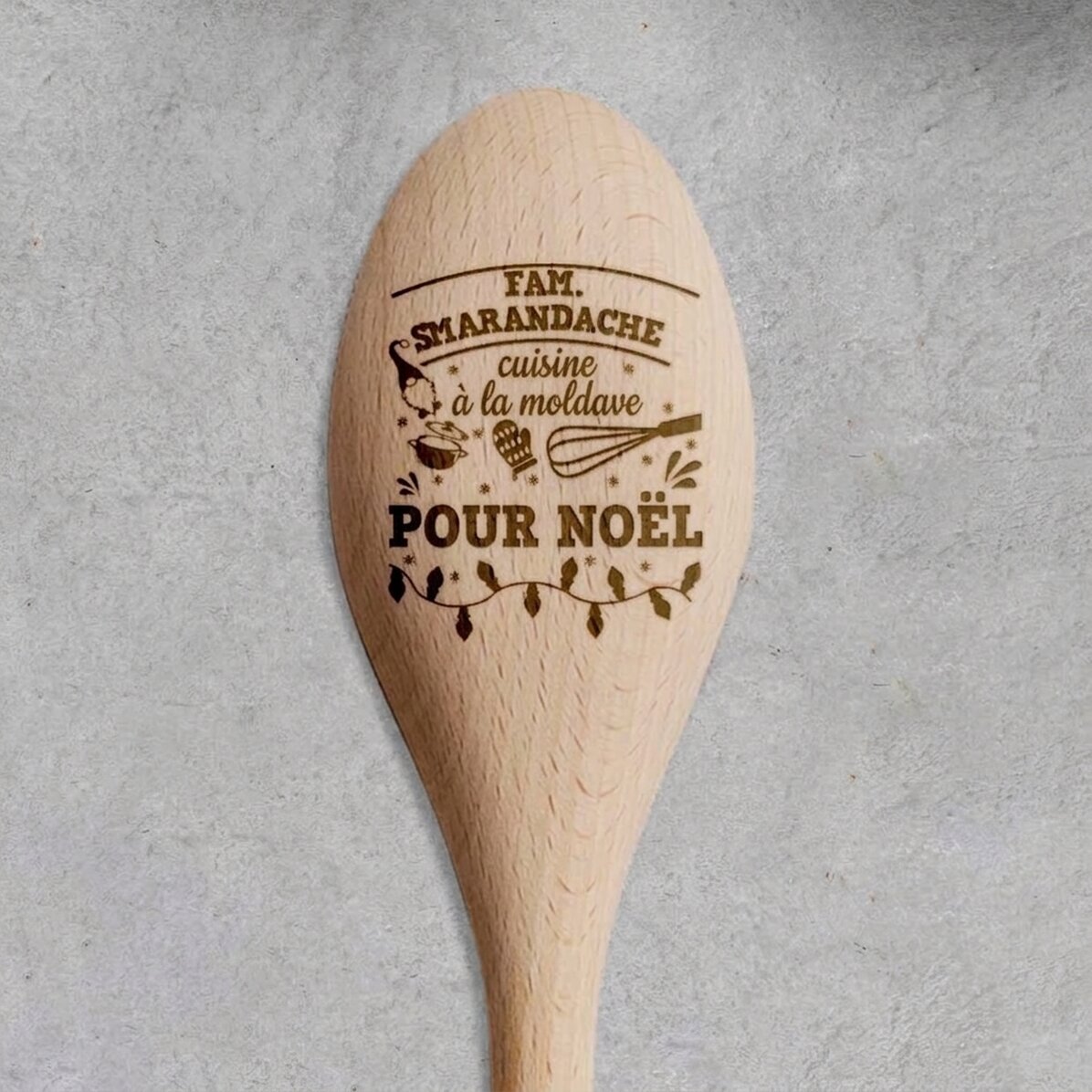 Cuillère en bois personnalisée avec inscription - Noël dans la cuisine