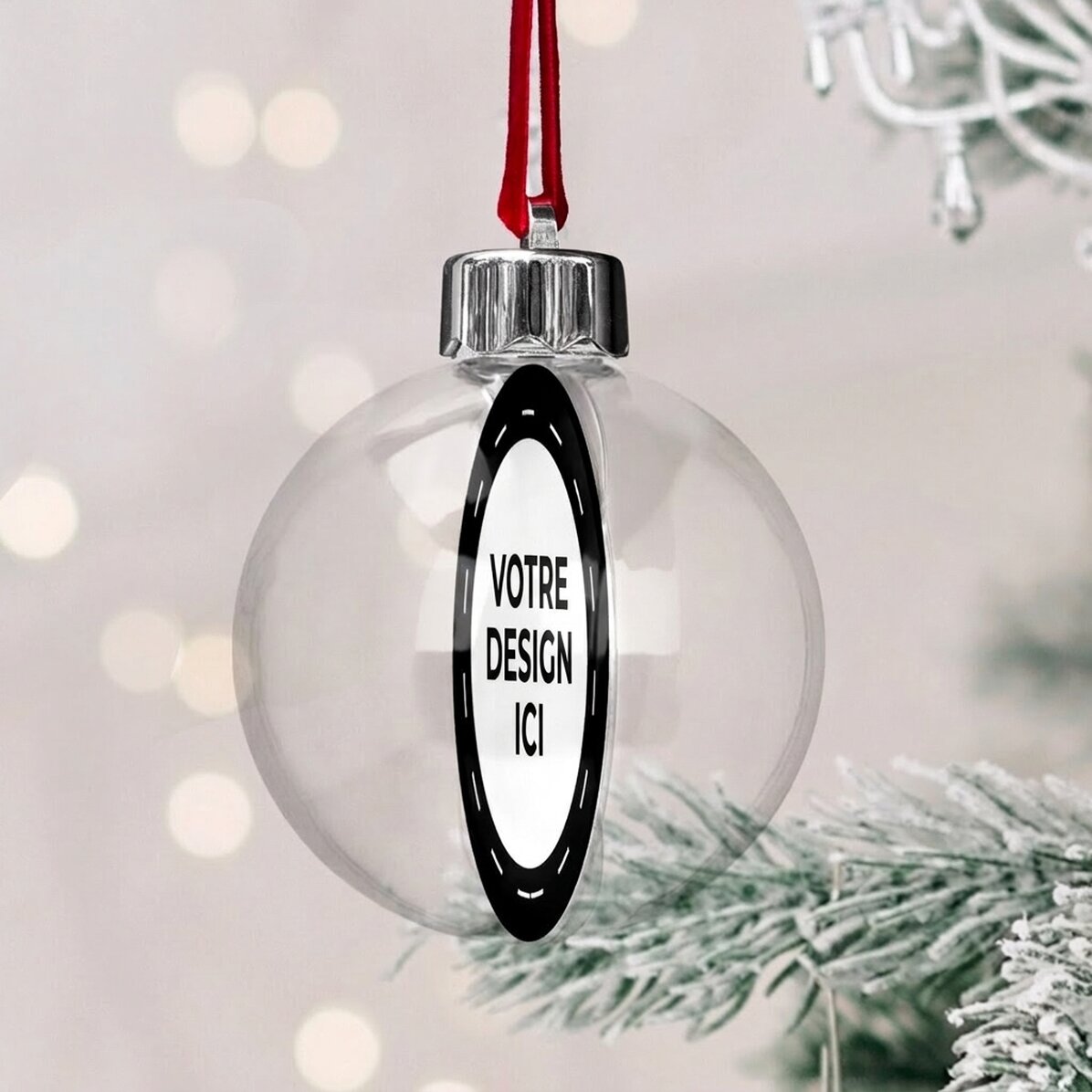 Globe transparent personnalisé recto-verso avec votre visuel