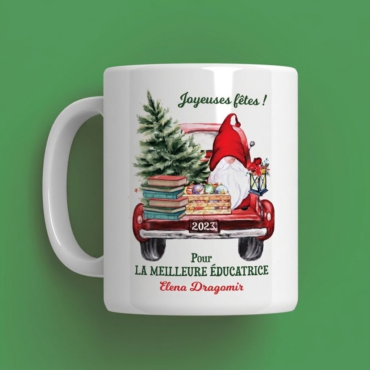 Tasse personnalisée avec inscription - Modèle de Noël pour les enseignants / éducateurs