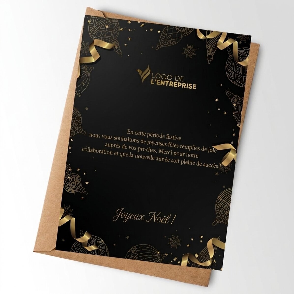 Carte personnalisée avec logo et texte - Golden Christmas