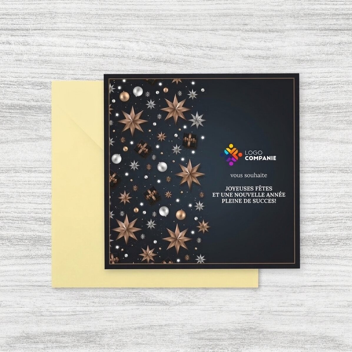 Carte carrée personnalisée avec logo et message - Décorations