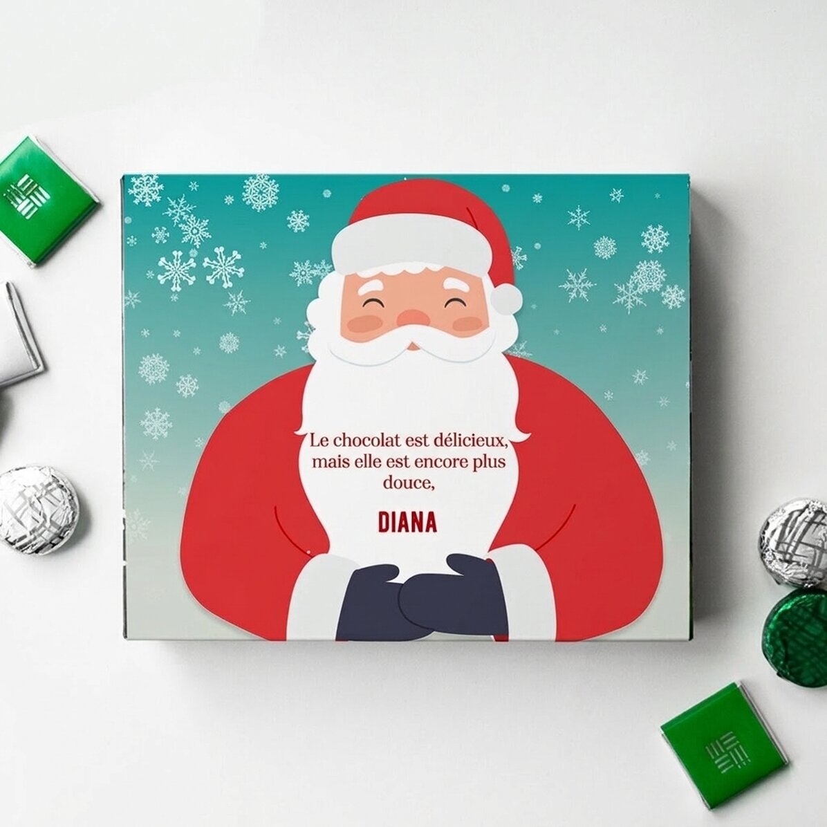 Boîte de bonbons personnalisée avec un message - Père Noël