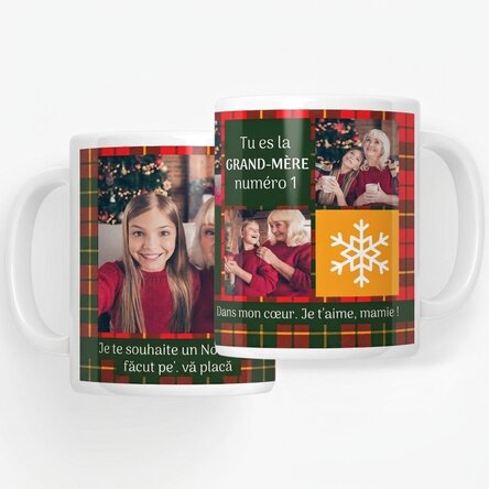 Tasse personnalisée avec 5 photos et un texte - Esprit de Noël