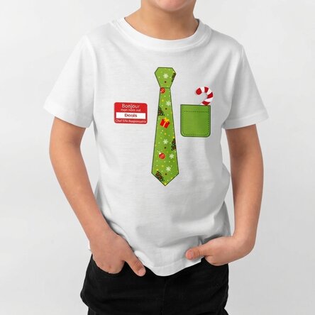 T-shirt en coton pour enfants personnalisé avec un texte - Cravate de Noël