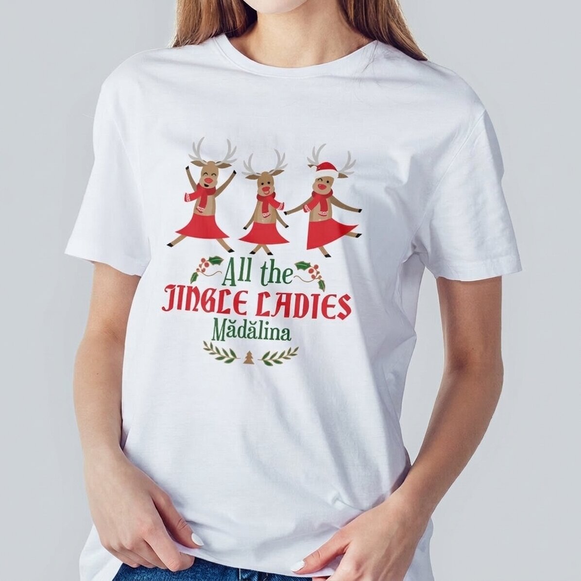 T-shirt en coton personnalisé avec un texte - All the Jingle Ladies