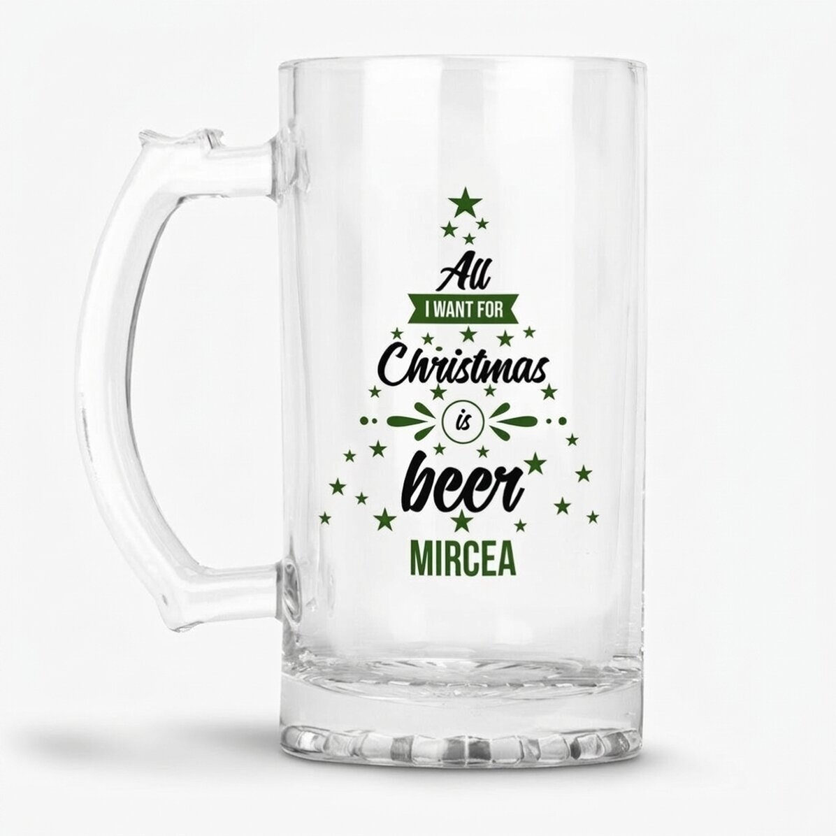 Chope à bière personnalisée avec inscription - « All I want for Christmas »