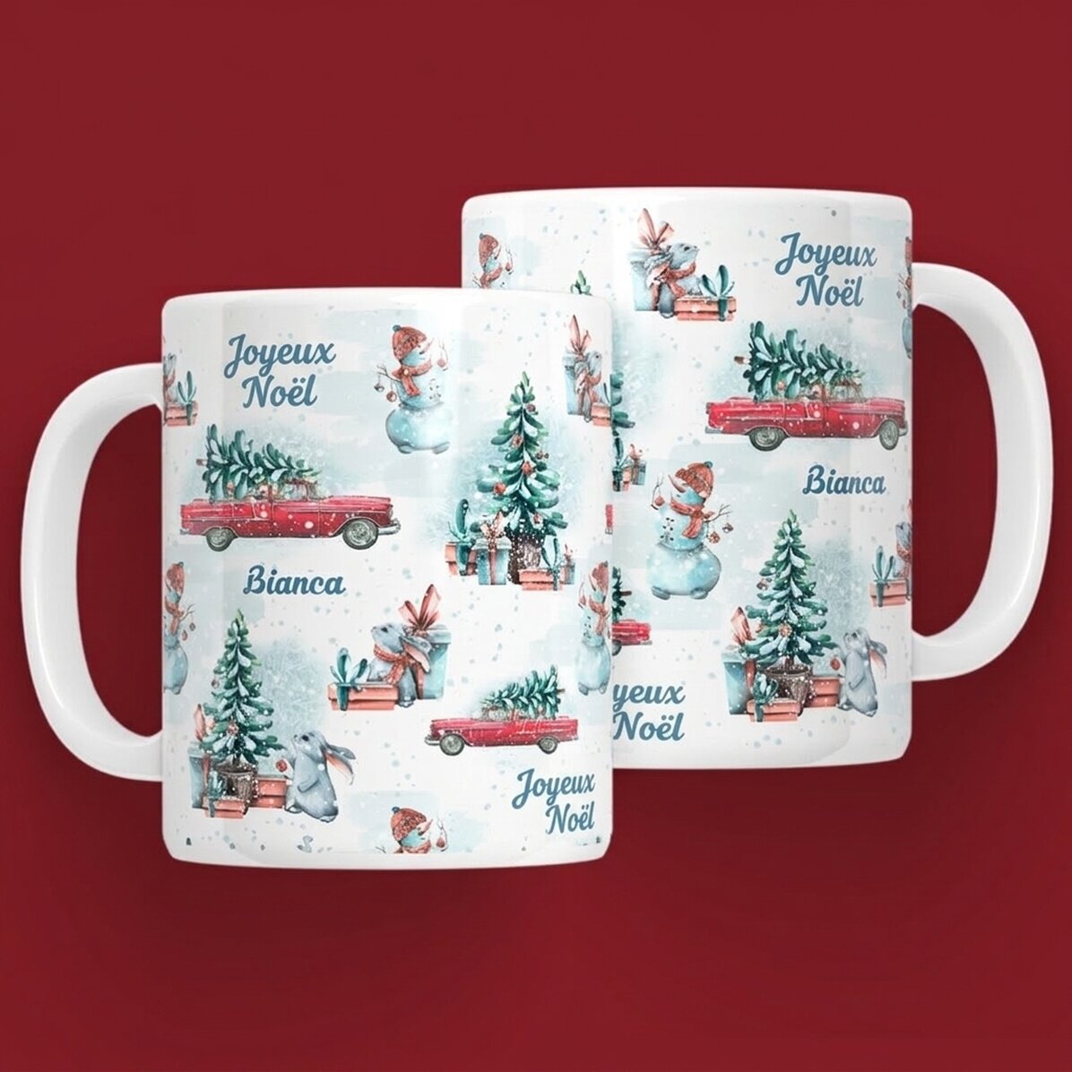 Tasse personnalisée avec le texte « Merry Christmas »