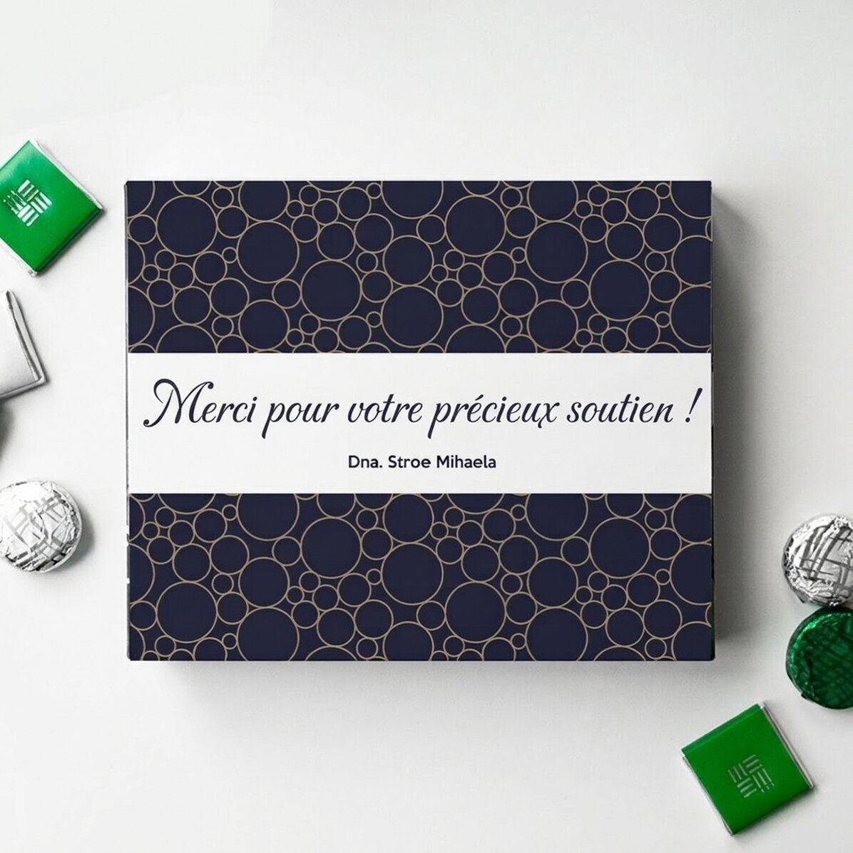 Boîte de bonbons personnalisée avec un message de remerciement - Élégante