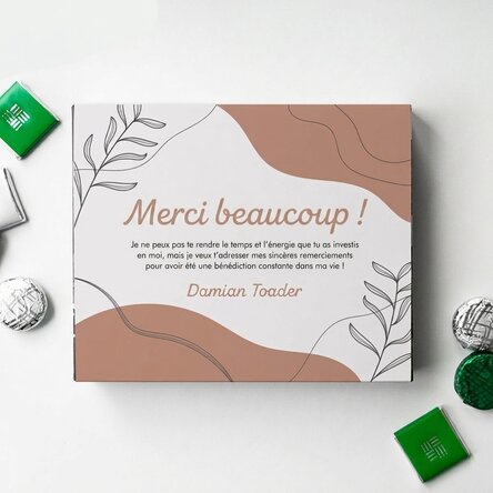 Boîte de bonbons personnalisée avec un message de remerciement - Leaves