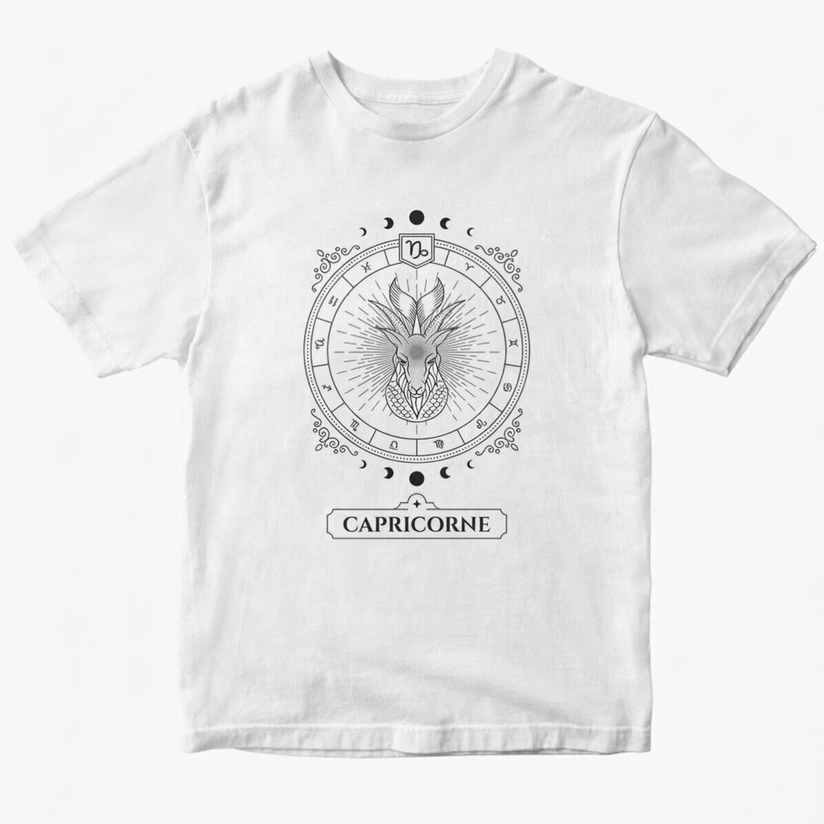 T-shirt en coton personnalisé avec prénom et signe du zodiaque - Capricorne