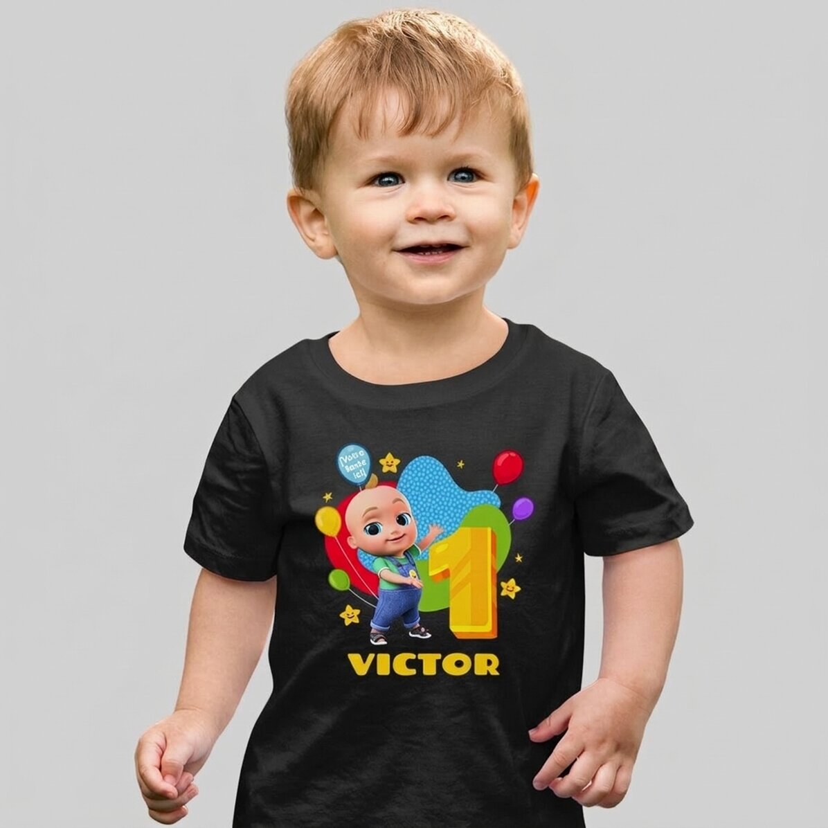 T-shirt en coton pour enfants personnalisé avec un prénom - Anniversaire avec Johny