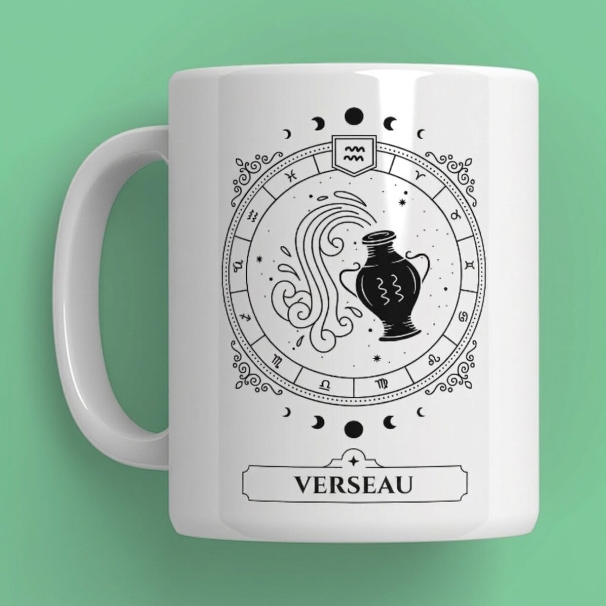 Tasse personnalisée avec prénom et signe du zodiaque - Verseau
