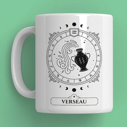 Tasse personnalisée avec prénom et signe du zodiaque - Verseau
