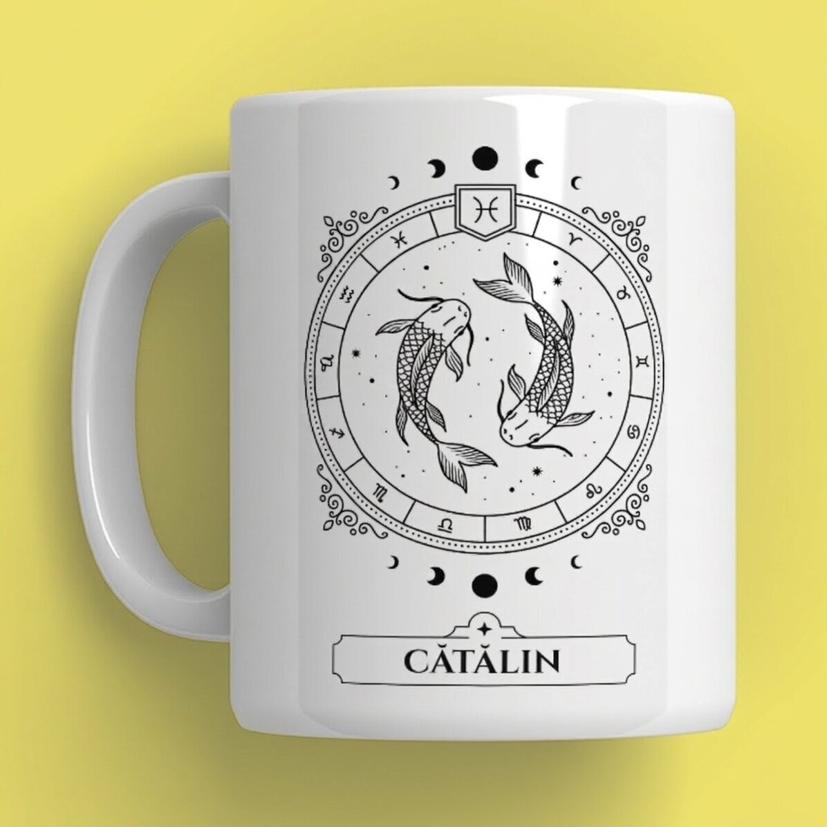 Tasse personnalisée avec prénom et signe du zodiaque - Poissons