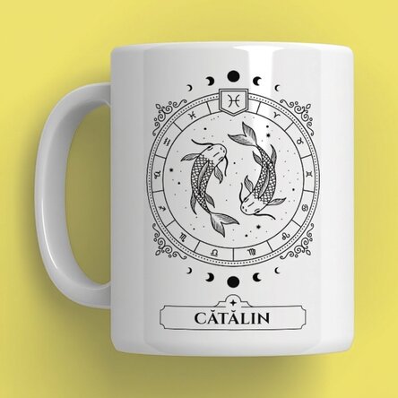 Tasse personnalisée avec prénom et signe du zodiaque - Poissons