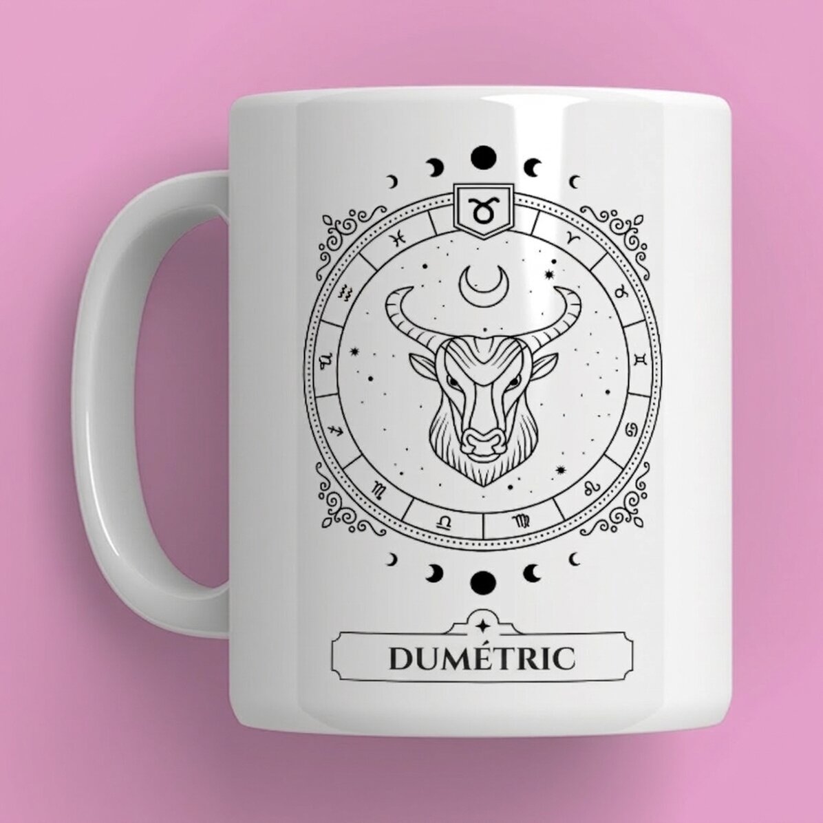 Tasse personnalisée avec prénom et signe du zodiaque - Taureau