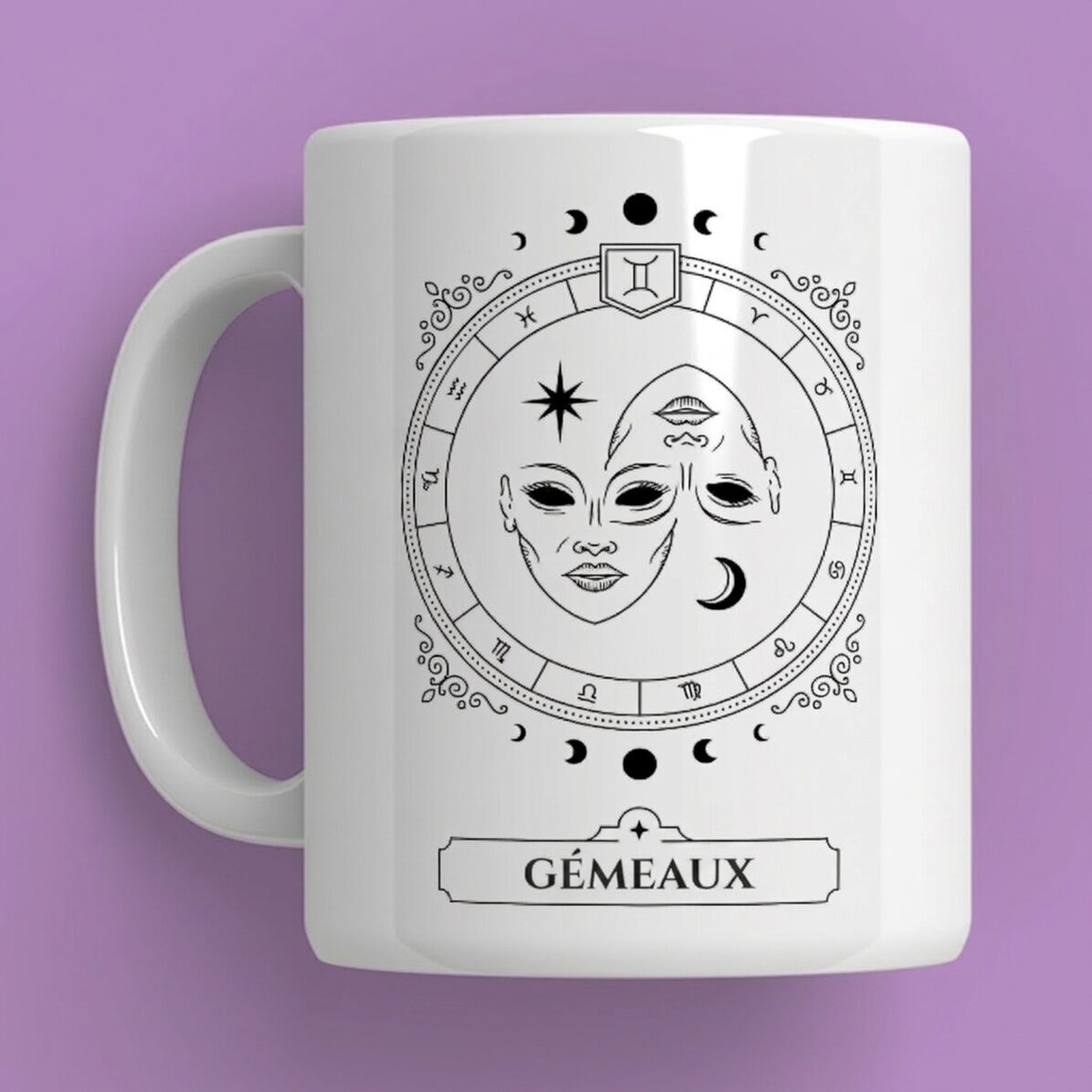 Tasse personnalisée avec prénom et signe du zodiaque - Gémeaux