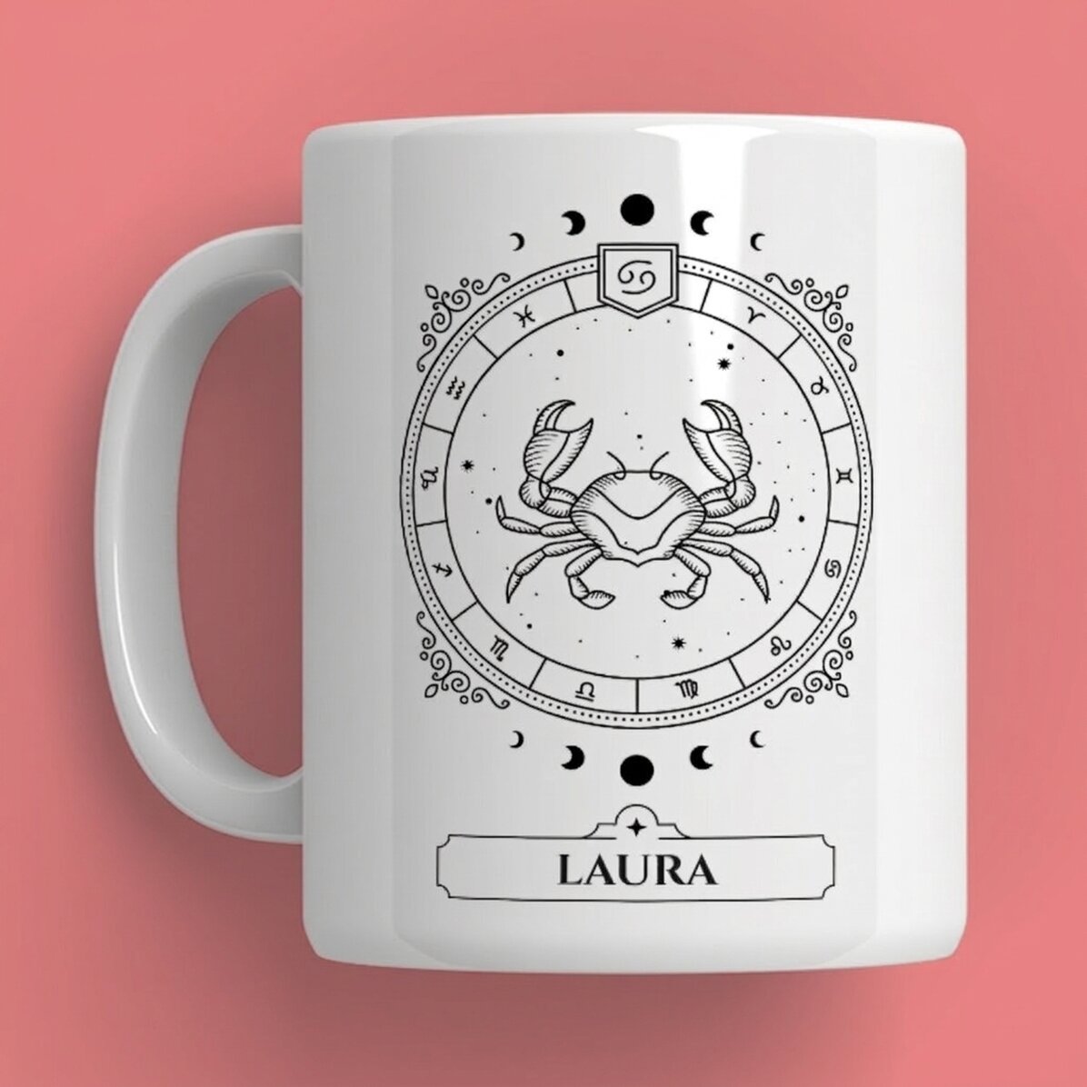 Tasse personnalisée avec prénom et signe du zodiaque - Cancer