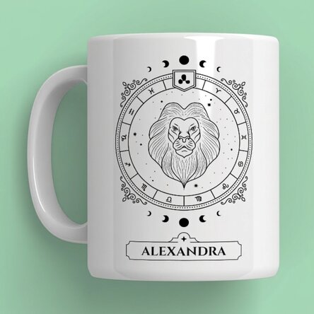 Tasse personnalisée avec prénom et signe du zodiaque - Lion