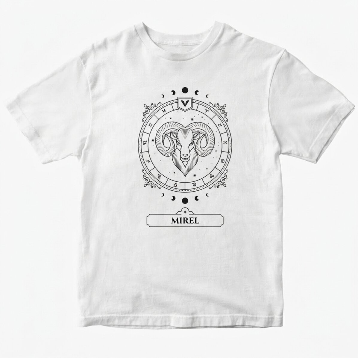 T-shirt en coton personnalisé avec un prénom et un signe du zodiaque - Bélier